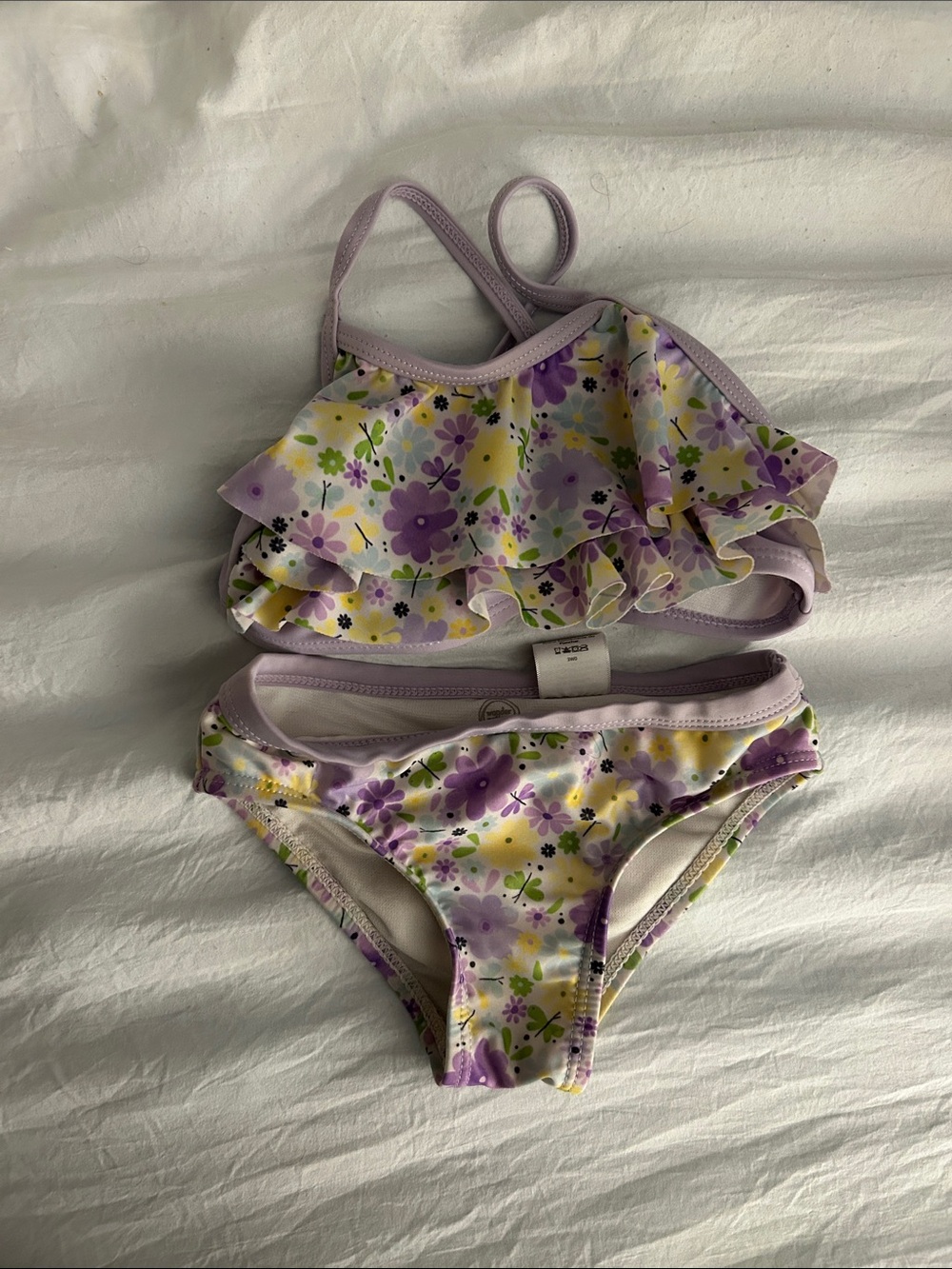 wonder nation Purple Floral Ruffle Two-Piece Bikini